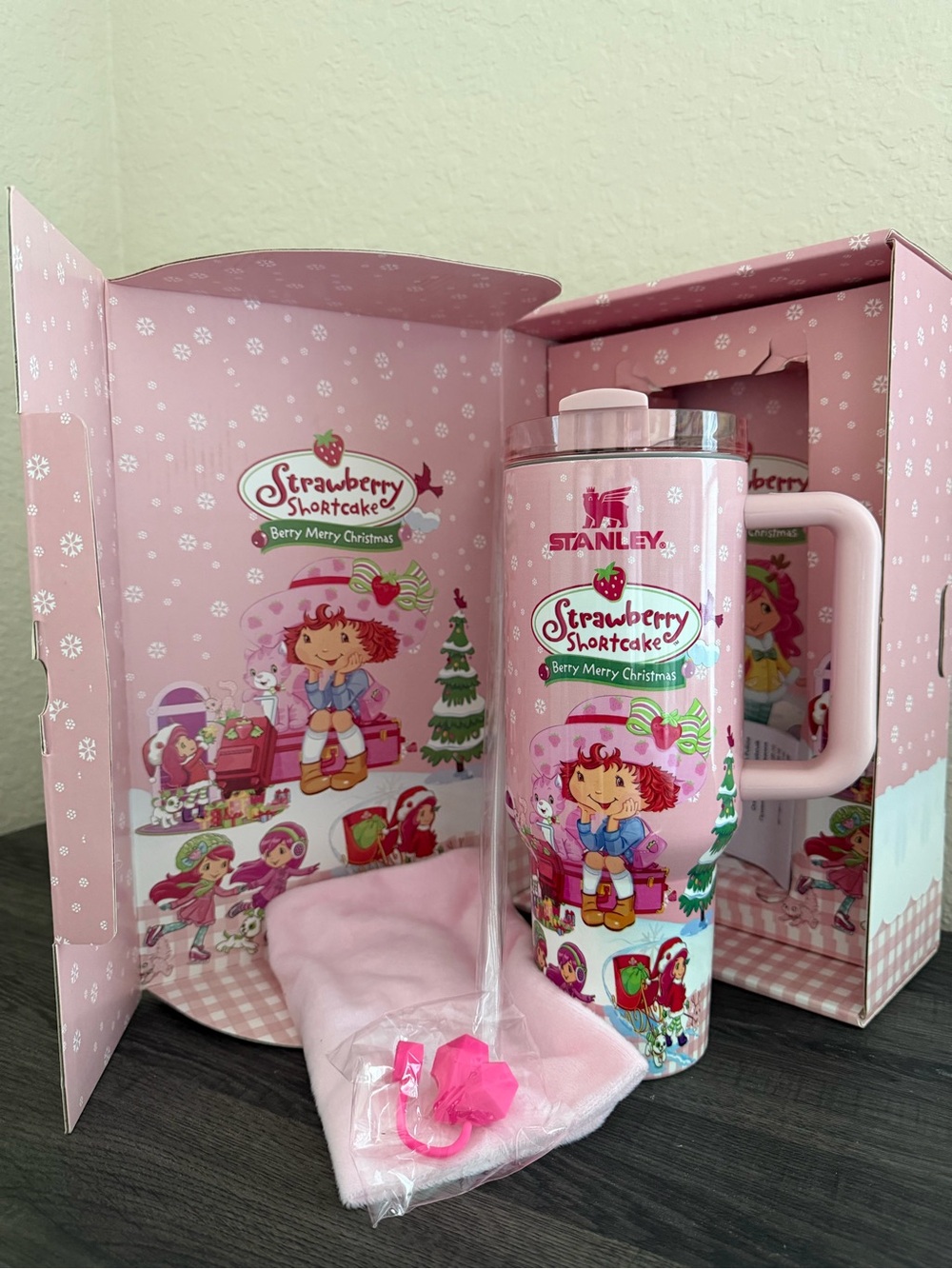 Stanley Pink Strawberry Shortcake Insulated Travel Tumbler with Handle